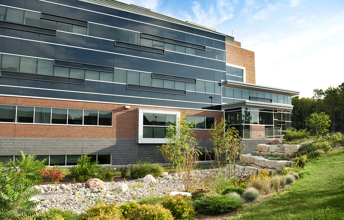 Landscape shot of the Bio Building on campus